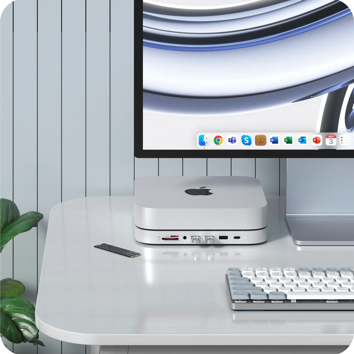 Satechi Mac Mini Stand & Hub with SSD Enclosure - Silver